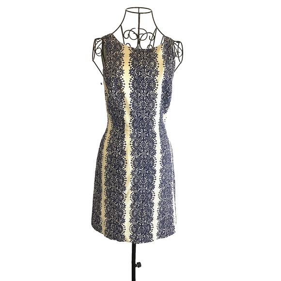 The Limited Dresses & Skirts - The Limited Women's Navy White Embroidered Sleeveless Belted Dress Size XS/S